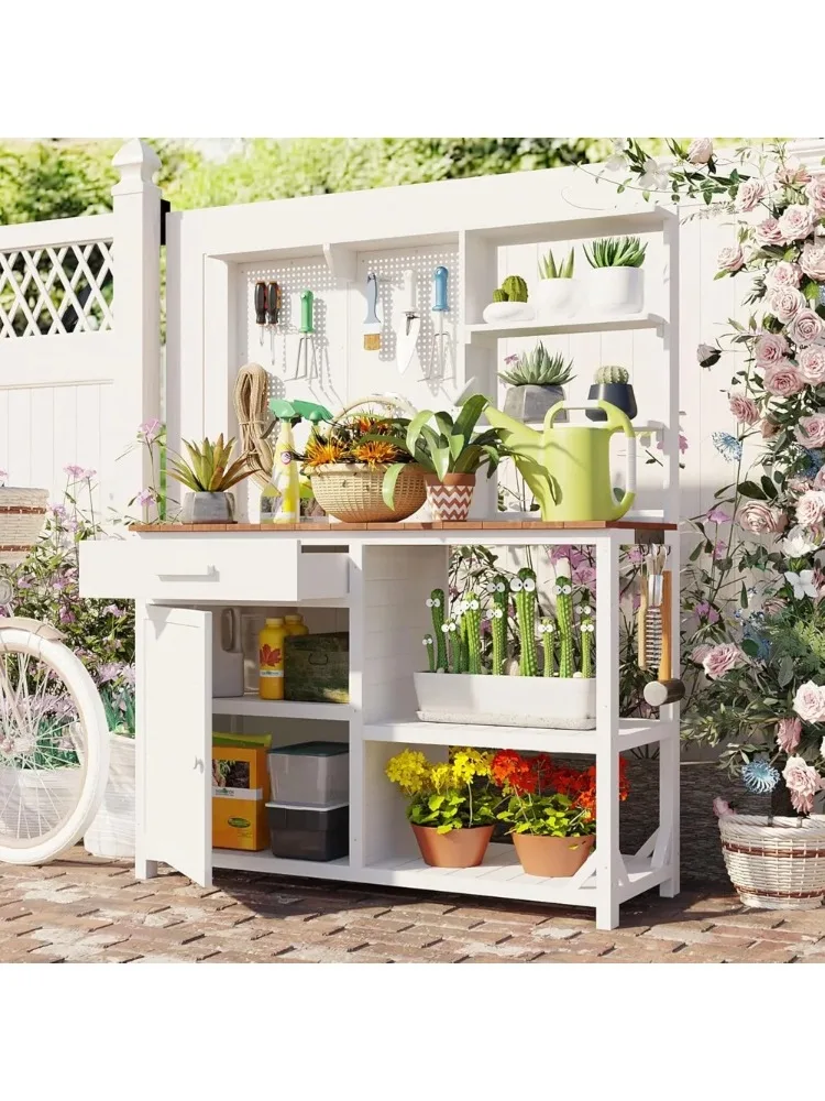 Wood Potting Bench with Hutch, Garden Workstation for Planting, 4 Shelves & Adjustable Storage, 50.2''Countertop,Gardening
Wood Potting Bench with Hutch, Garden Workstation for Planting, 4 Shelves & Adjustable Storage, 50.2''Countertop,Gardening