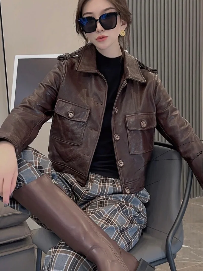 Fall 2023 Women's Genuine Sheepskin Biker Jacket Fashionable Versatile Short Length Long Sleeve Zipper Closure Commute Style
Fall 2023 Women's Genuine Sheepskin Biker Jacket Fashionable Versatile Short Length Long Sleeve Zipper Closure Commute Style