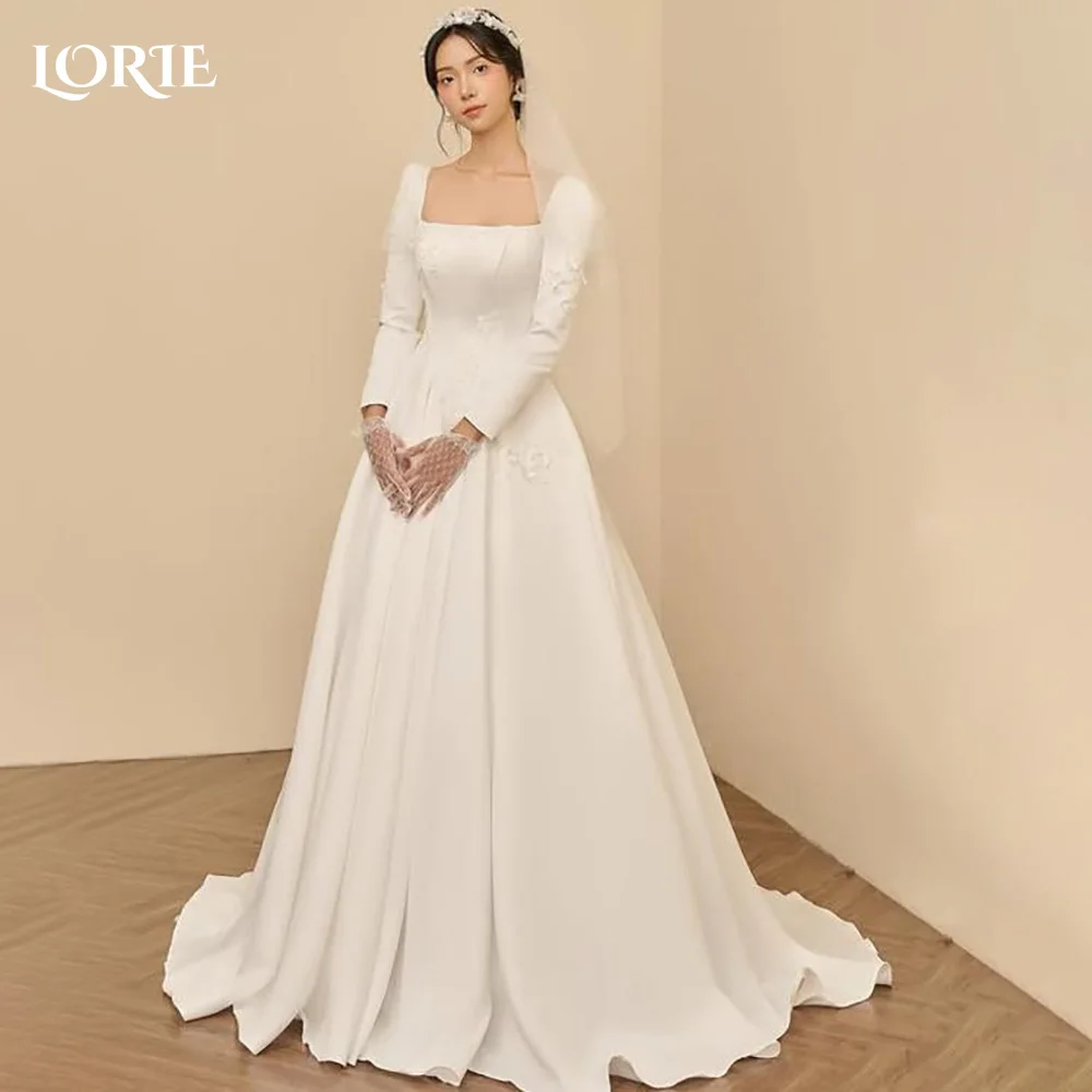 LORIE Square Neck Wedding Dress Long Sleeve Satin Bridal Gown Customized A-Line Floor Lenth Bride Dress ButtonSaudi Dress Dubai
LORIE Square Neck Wedding Dress Long Sleeve Satin Bridal Gown Customized A-Line Floor Lenth Bride Dress ButtonSaudi Dress Dubai