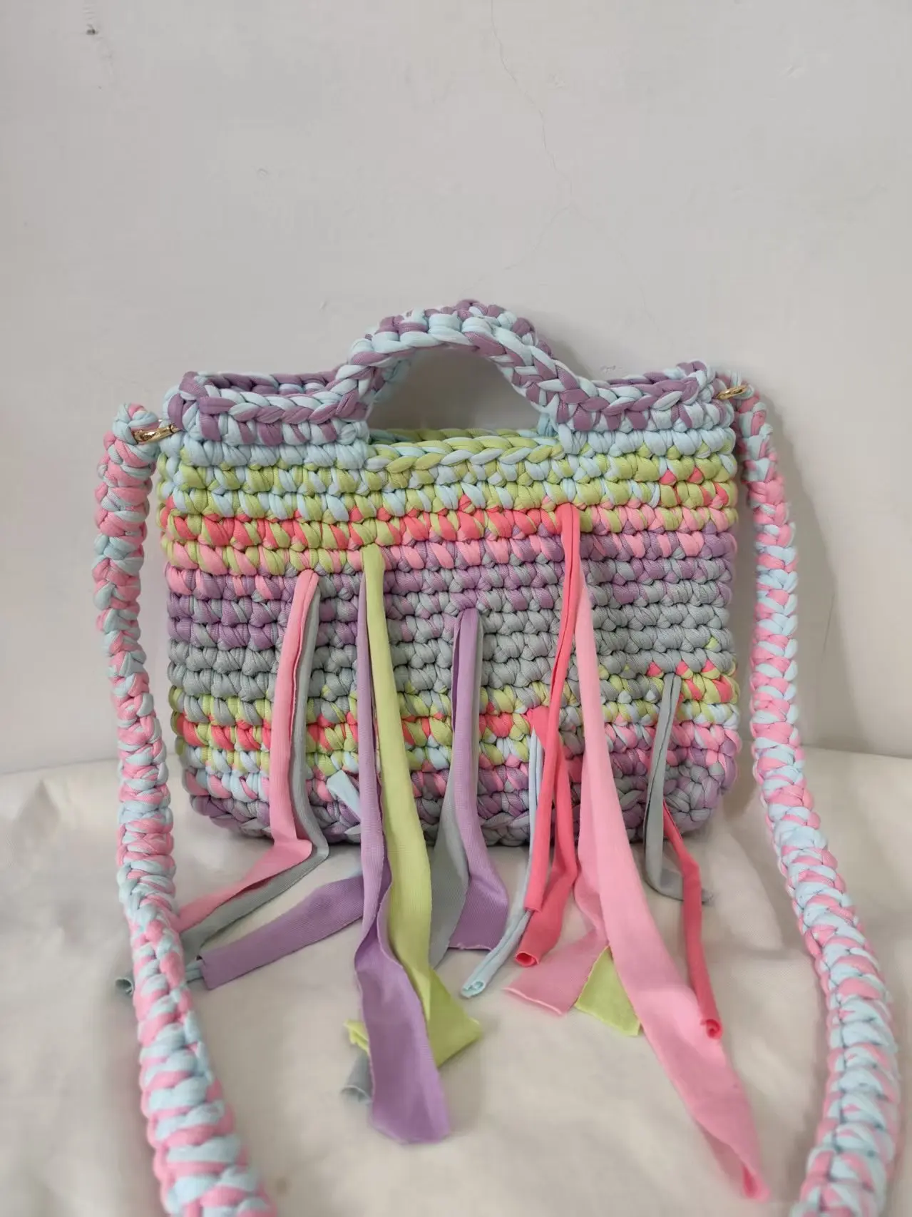 Yiwu Yingzi Handmade Crochet Multicolor Pastel Tassel Crossbody Bag, Boho Striped Woven Chain Shoulder Bag, Casual Commuter All-
Yiwu Yingzi Handmade Crochet Multicolor Pastel Tassel Crossbody Bag, Boho Striped Woven Chain Shoulder Bag, Casual Commuter All-
