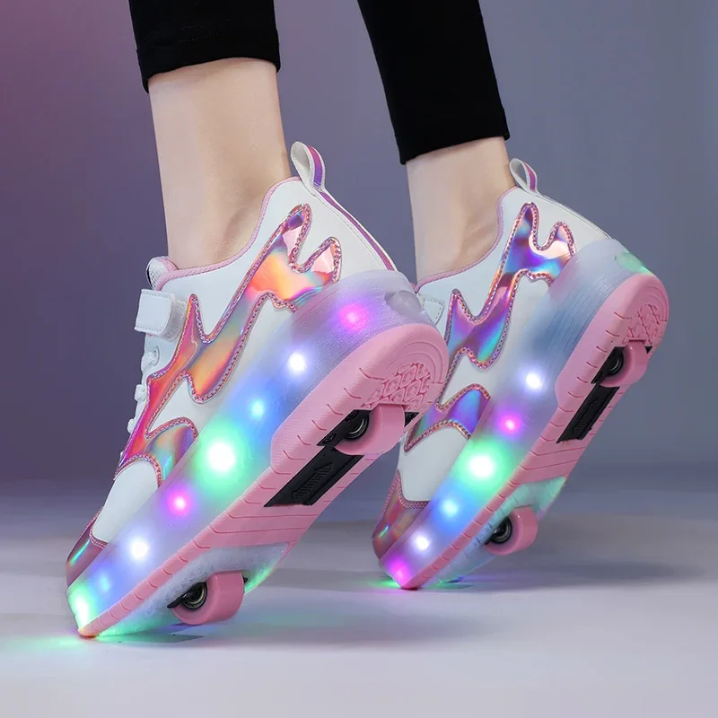 Kids LED usb charging roller shoes glowing light up luminous sneakers with wheels kids rollers skate shoes for boy girls
Kids LED usb charging roller shoes glowing light up luminous sneakers with wheels kids rollers skate shoes for boy girls