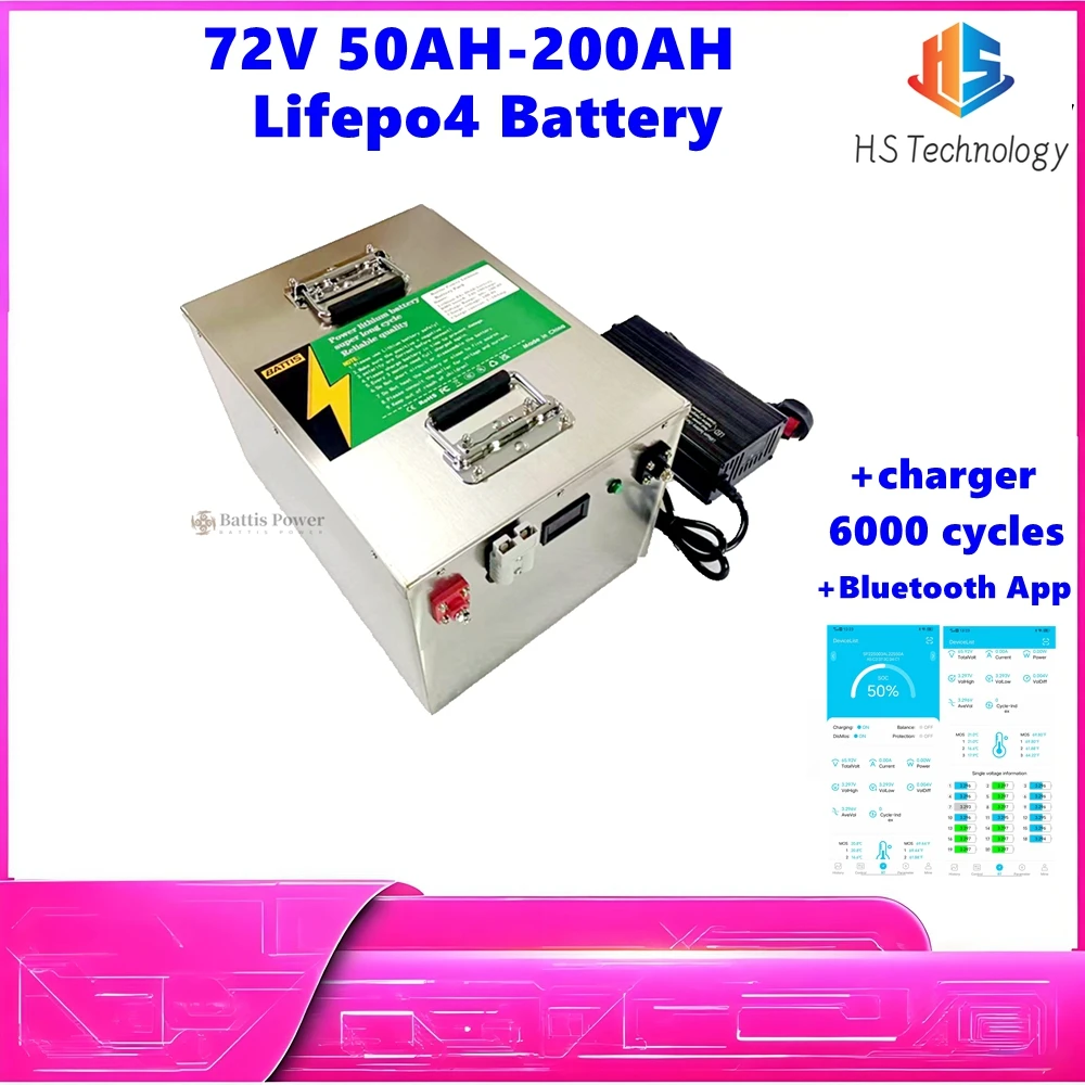 72V 50Ah 80ah 100ah 150ah 200Ah LiFePO4 battery, efficient adaptation for both power and energy storage scenarios+Bluetooth App
72V 50Ah 80ah 100ah 150ah 200Ah LiFePO4 battery, efficient adaptation for both power and energy storage scenarios+Bluetooth App