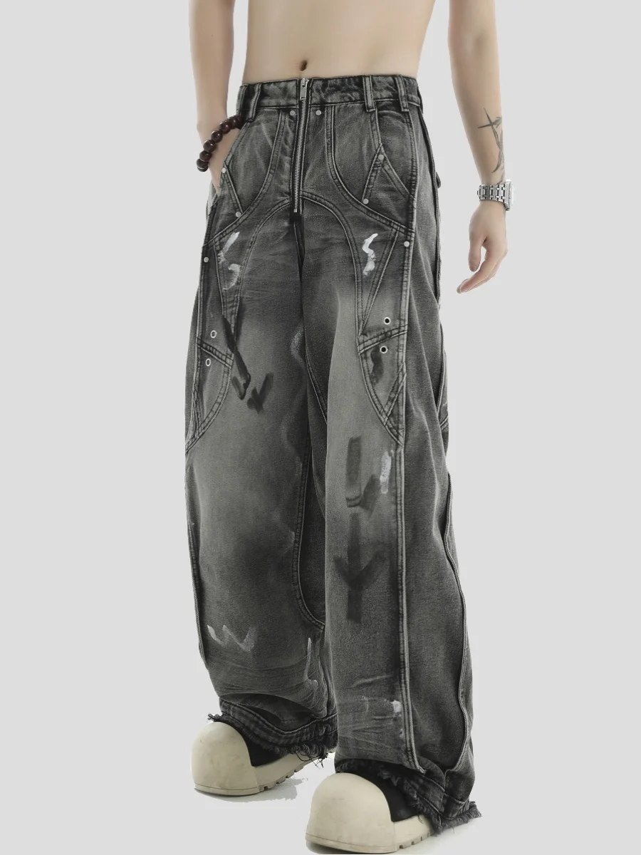 INSstudios Graffiti Loose Wide Leg Jeans Casual High Waist Distressed Couple's American Style Jeans Cotton Polyester Blend
INSstudios Graffiti Loose Wide Leg Jeans Casual High Waist Distressed Couple's American Style Jeans Cotton Polyester Blend