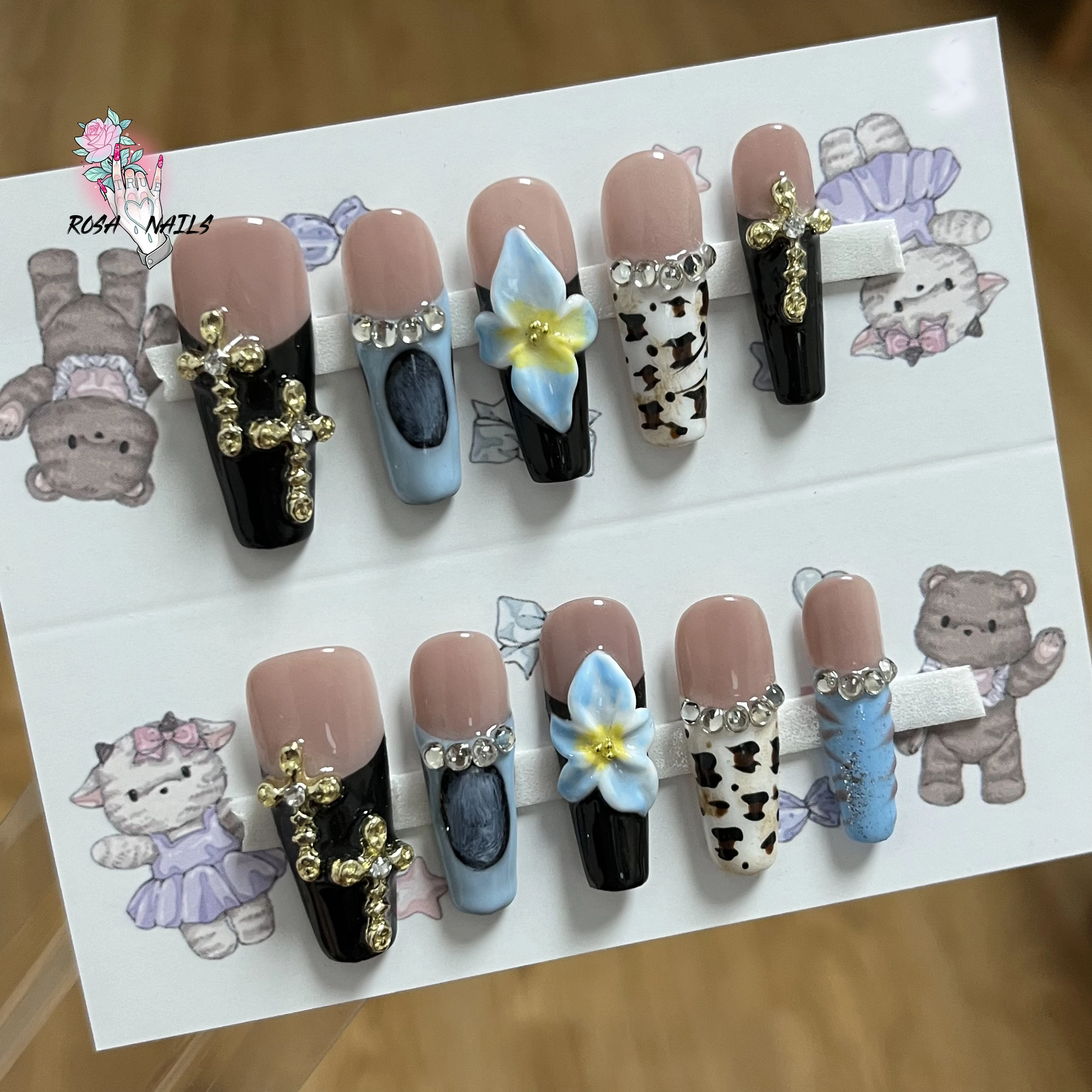 New Arrival Handmade False Nail Blue Flowers Luxury Long Ballerina Coffin Cross Diamond 3D Flower Nail Art Orchid Press On Nails
New Arrival Handmade False Nail Blue Flowers Luxury Long Ballerina Coffin Cross Diamond 3D Flower Nail Art Orchid Press On Nails
