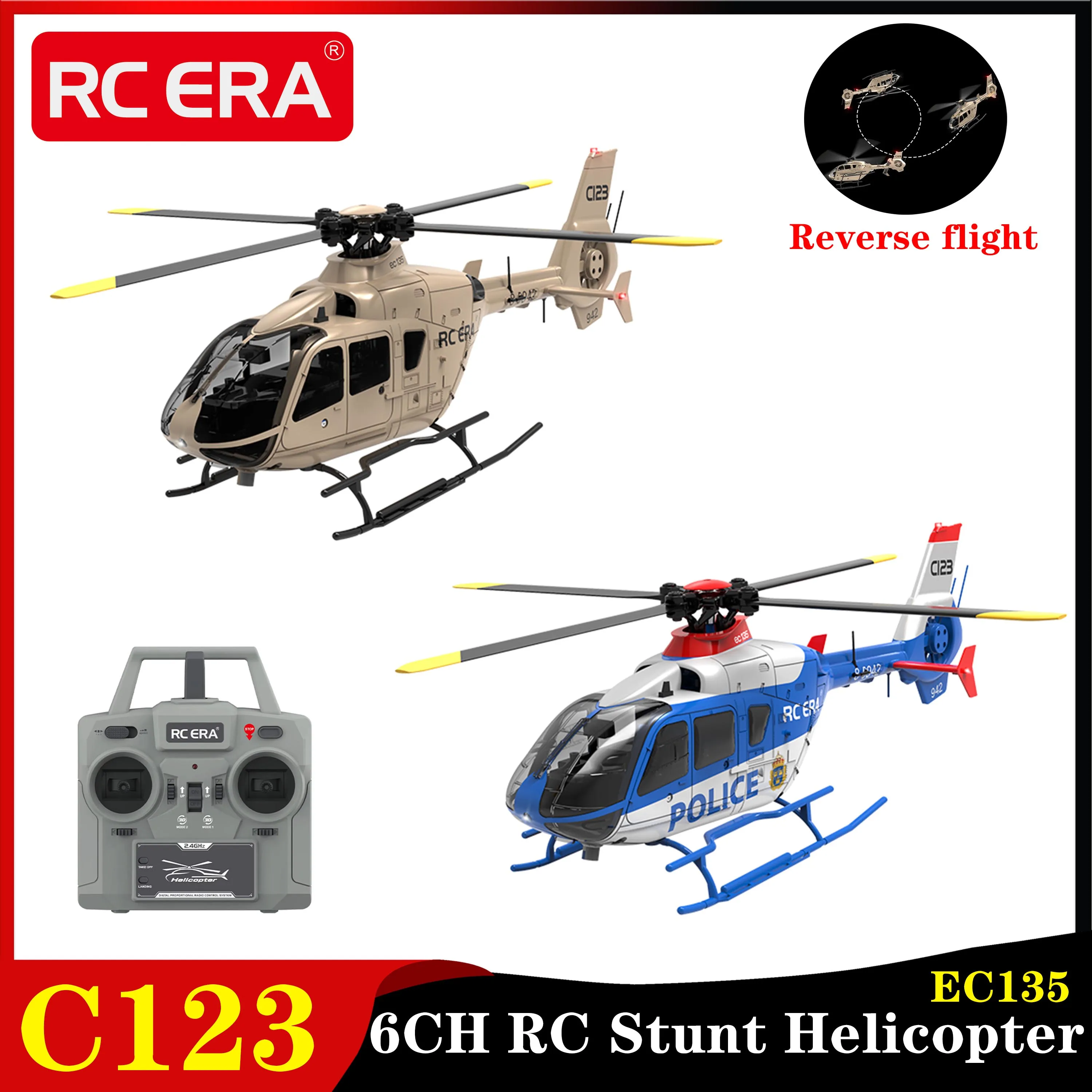 C123 RC Stunt Helicopter EC135 6CH Single Paddle Aileron Free Dual Brushless Direct Drive 3D Flip Simulation Aircraft Model Toys
C123 RC Stunt Helicopter EC135 6CH Single Paddle Aileron Free Dual Brushless Direct Drive 3D Flip Simulation Aircraft Model Toys