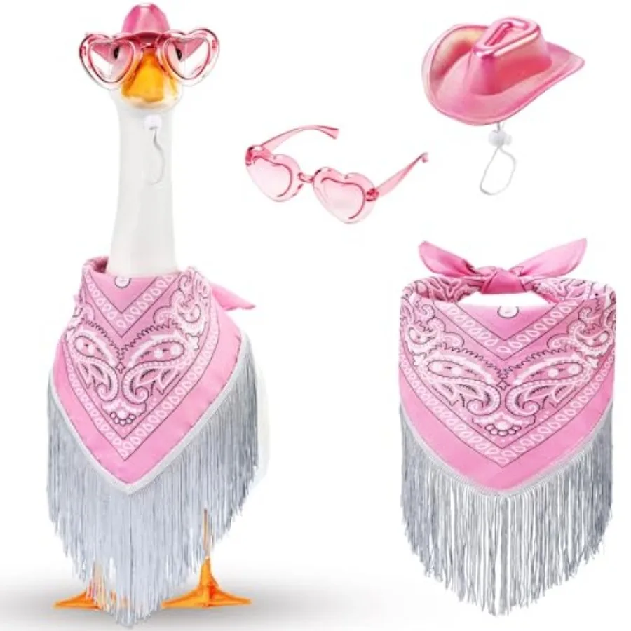 Disco Cowgirl Porch Goose Outfit 23" Fringe Bandana Heart Sunglasses Cowboy Hat for Lawn Patio Yard Outdoor Decor
Disco Cowgirl Porch Goose Outfit 23" Fringe Bandana Heart Sunglasses Cowboy Hat for Lawn Patio Yard Outdoor Decor