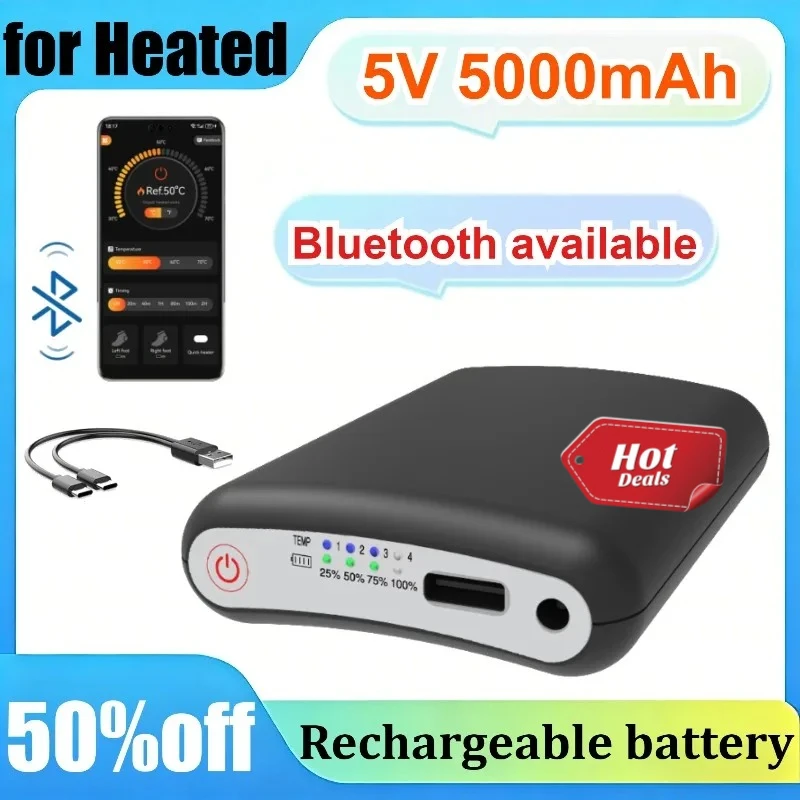5V 5Ah Rechargeable Lithium Battery with Bluetooth Mobile Phone Connection for Heated Socks Gloves Heated Insoles Outdoor Warm
5V 5Ah Rechargeable Lithium Battery with Bluetooth Mobile Phone Connection for Heated Socks Gloves Heated Insoles Outdoor Warm