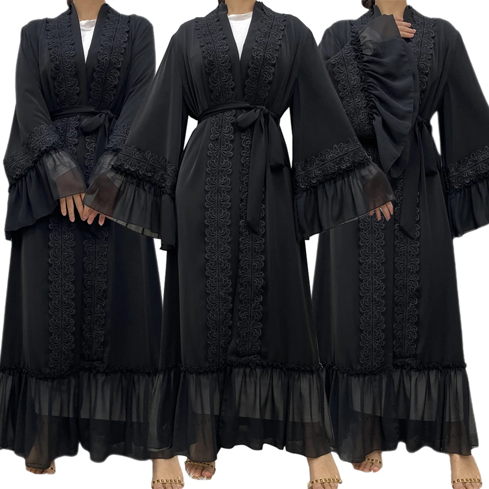 Ramadan Lace Embroidery Open Abaya Dubai Women Eid Kimono Abayas for Women Muslim Dresses Islam Clothes Kaftan Hijab Robe Robe
Ramadan Lace Embroidery Open Abaya Dubai Women Eid Kimono Abayas for Women Muslim Dresses Islam Clothes Kaftan Hijab Robe Robe