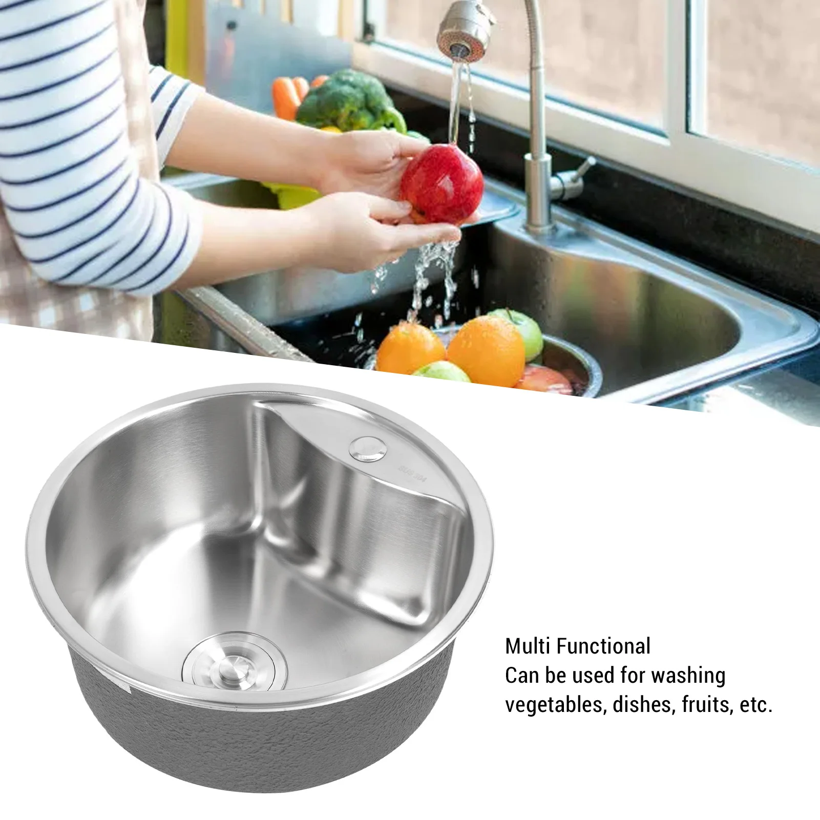 Stainless Steel Sink Round Bar Sink 45x45x20cm 304 Stainless Steel Single Bowl Sink with Faucet Hole for Kitchen Bathroom
Stainless Steel Sink Round Bar Sink 45x45x20cm 304 Stainless Steel Single Bowl Sink with Faucet Hole for Kitchen Bathroom