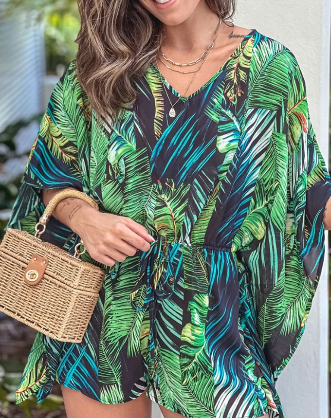 Women's Jumpsuit Fashion Spring Summer Tribal Print V Neck Batwing Sleeve Waist Romper Casual Loose Fit Holiday Jumpsuit
Women's Jumpsuit Fashion Spring Summer Tribal Print V Neck Batwing Sleeve Waist Romper Casual Loose Fit Holiday Jumpsuit