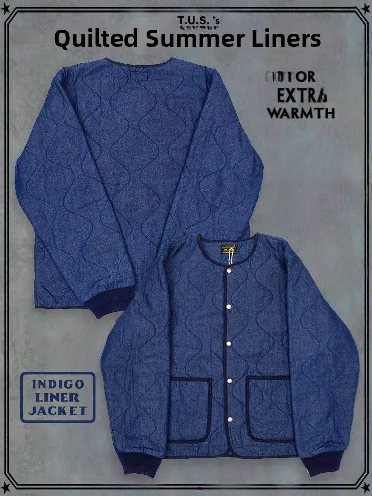 Retro Blue Dye Denim ell Pattern Quilted Cotton Jaet Unlined Inner Vest Stand Fit Pure Color BBJ Stitching Jaet
Retro Blue Dye Denim ell Pattern Quilted Cotton Jaet Unlined Inner Vest Stand Fit Pure Color BBJ Stitching Jaet