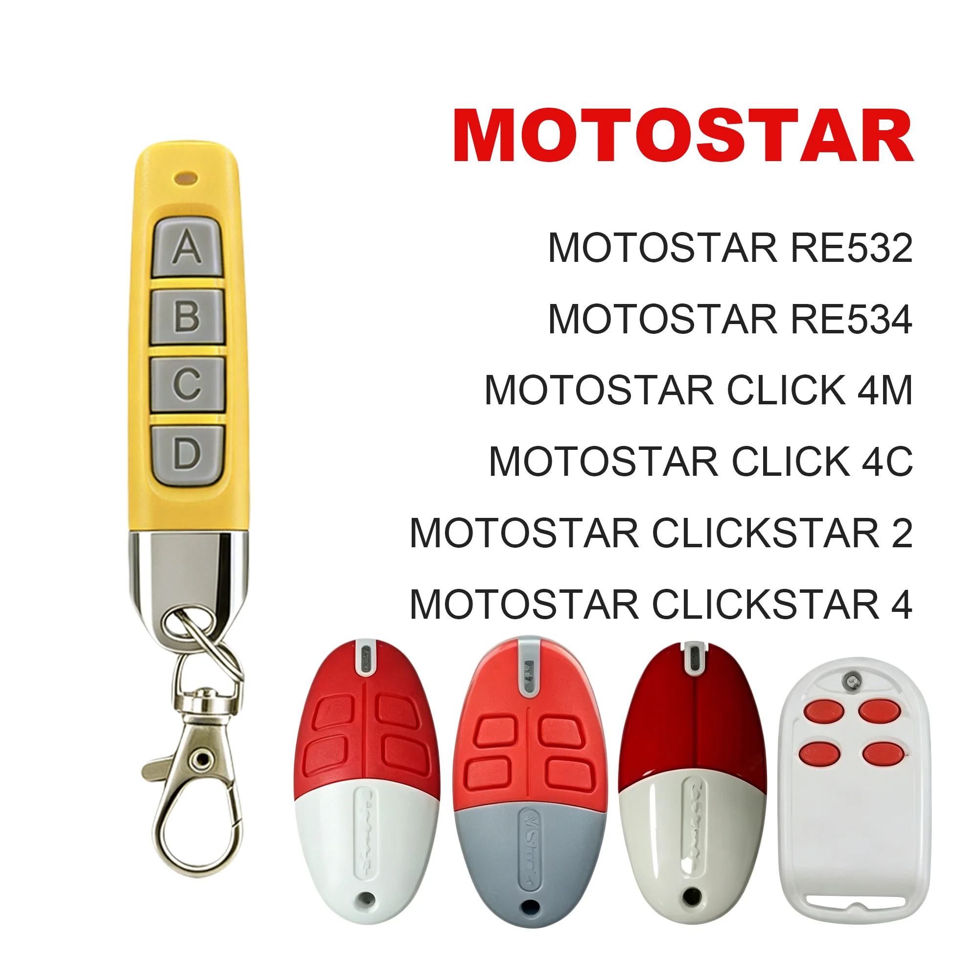 Thumb‑sized Fixed Code Garage Door Remote Compatible with PROTECO ROGER TORMATIC FERPORT MOTOSTAR 433MHz Gate Opener Key Fob