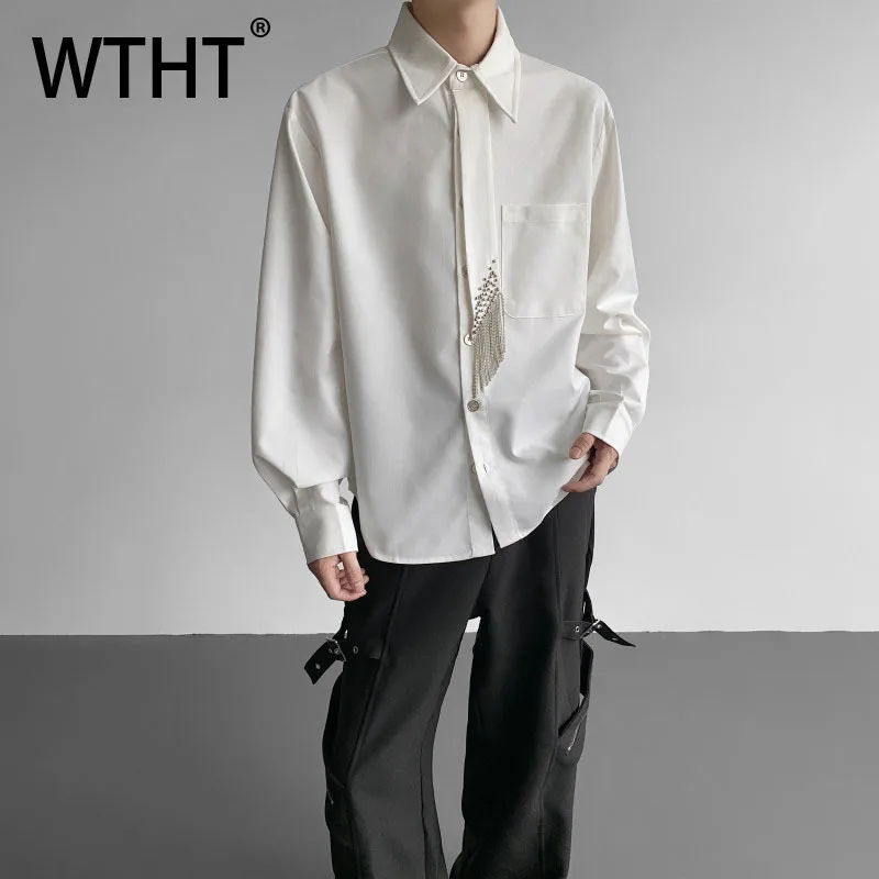 WTHT Trendy Men's Spliced Rivet Ribbon Solid Color Shirts Fashion 2025 Autumn Long Sleeves Lapel Casual Tops Male 2A1788
WTHT Trendy Men's Spliced Rivet Ribbon Solid Color Shirts Fashion 2025 Autumn Long Sleeves Lapel Casual Tops Male 2A1788