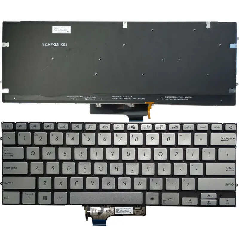 Новая клавиатура с подсветкой (US-раскладка) для ASUS UX431F UX431FA UX431FN UX431FL UX431DA, серебристая
Новая клавиатура с подсветкой (US-раскладка) для ASUS UX431F UX431FA UX431FN UX431FL UX431DA, серебристая