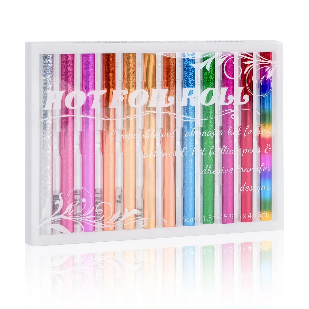 12Pcs Hot Foil Roll 5.9In X 4.26Ft Heat Activated Thermal Foil for Hot Foiling System Card Scrapbooking Diy Paper Gift Craft
12Pcs Hot Foil Roll 5.9In X 4.26Ft Heat Activated Thermal Foil for Hot Foiling System Card Scrapbooking Diy Paper Gift Craft