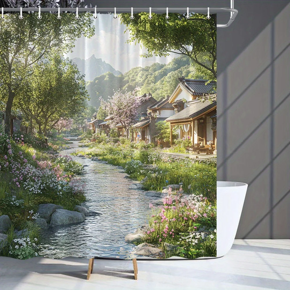 Японская занавеска для душа с изображением деревенских ручьев, цветов сакуры и традиционных домов, полиэстер, умиротворяющий декор для ванной с яркими изображениями
Японская занавеска для душа с изображением деревенских ручьев, цветов сакуры и традиционных домов, полиэстер, умиротворяющий декор для ванной с яркими изображениями