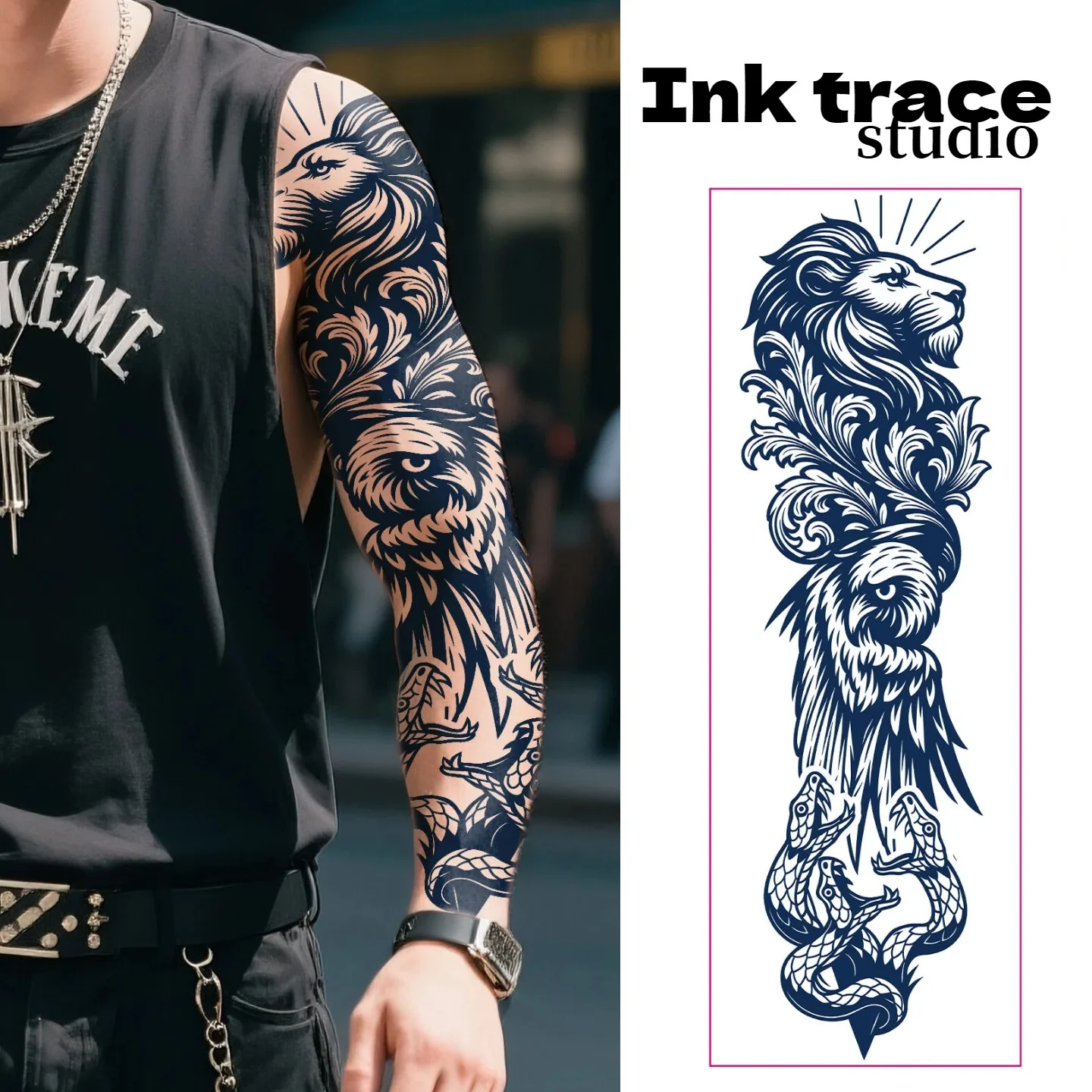 Водонепроницаемые неотражающие полупостоянные темные цветочные татуировки на всю руку, наклейки на руку, нашивка, украшения для боди-арта
Водонепроницаемые неотражающие полупостоянные темные цветочные татуировки на всю руку, наклейки на руку, нашивка, украшения для боди-арта