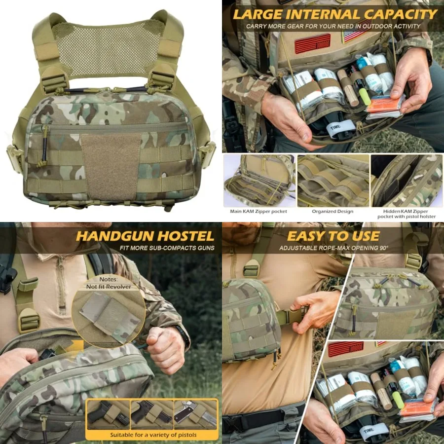 Tactical Chest Pack Bag Molle EDC Pouch Bag with CCW Compartment Adjustable Strap Workouts Fishing Hunting
Tactical Chest Pack Bag Molle EDC Pouch Bag with CCW Compartment Adjustable Strap Workouts Fishing Hunting