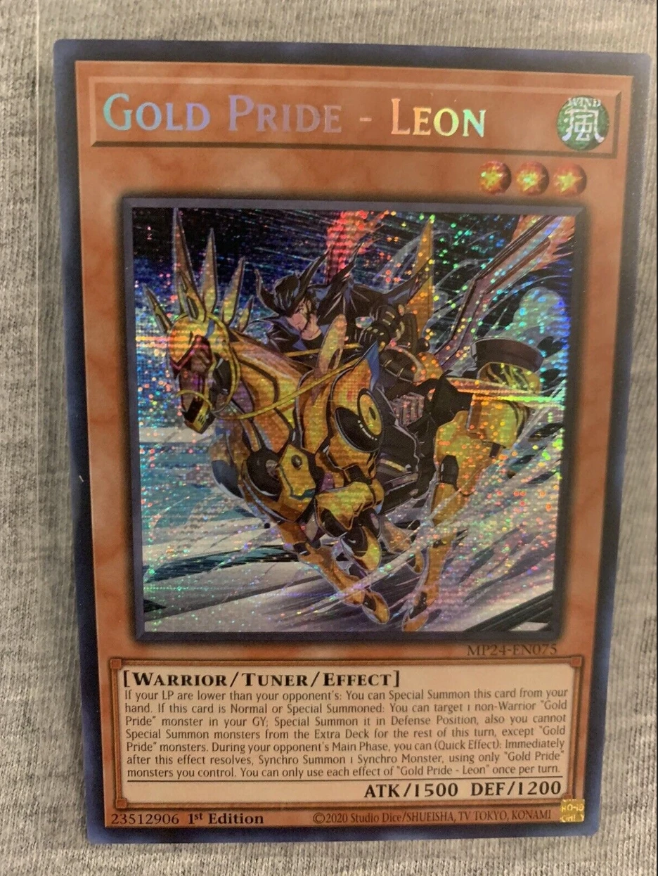 Yugioh KONAMI Duel Monsters TCG MP24-EN075 Gold Pride - Leon Secret Rare English 1st Edition Collection Mint Card
Yugioh KONAMI Duel Monsters TCG MP24-EN075 Gold Pride - Leon Secret Rare English 1st Edition Collection Mint Card