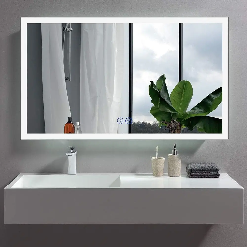 48x28 Inch LED-Illuminated Bathroom Mirror, Anti-Fog & Dimming, Bluetooth Wall Vanity Mirror
48x28 Inch LED-Illuminated Bathroom Mirror, Anti-Fog & Dimming, Bluetooth Wall Vanity Mirror