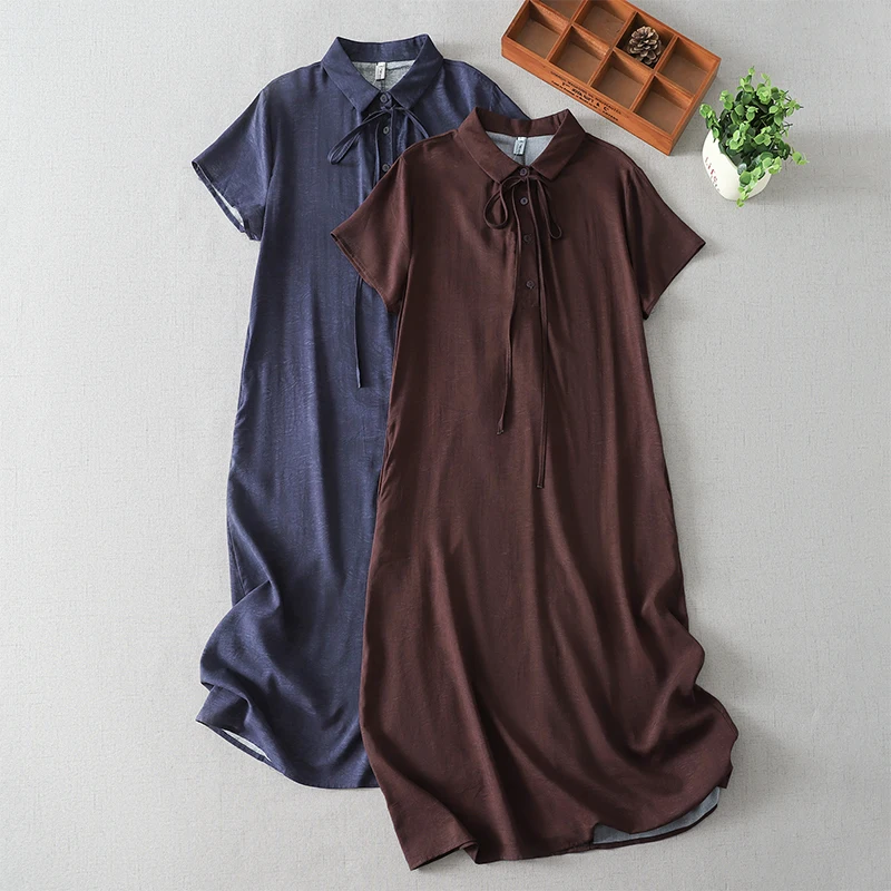 Summer New plus Size Women's Midi Dress Cotton Short Sleeve Printed Collar Thin Material Casual Loose Fit Citywalk Dress
Summer New plus Size Women's Midi Dress Cotton Short Sleeve Printed Collar Thin Material Casual Loose Fit Citywalk Dress
