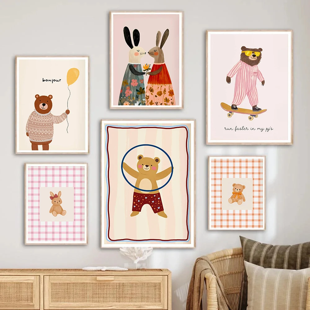 Playful Bunny Nursery Wall Art,Skateboarding Bear,Cute Rabbit Illustration for Kids Room, Fun Animal Poster, Baby Room Decor,
Playful Bunny Nursery Wall Art,Skateboarding Bear,Cute Rabbit Illustration for Kids Room, Fun Animal Poster, Baby Room Decor,