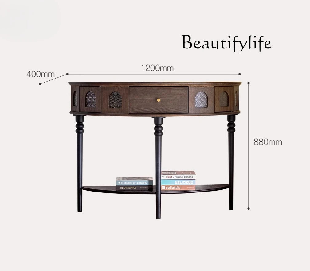 French retro all-solid wood entrance table decoration, antique entrance table, American entrance cabinet, living room
French retro all-solid wood entrance table decoration, antique entrance table, American entrance cabinet, living room