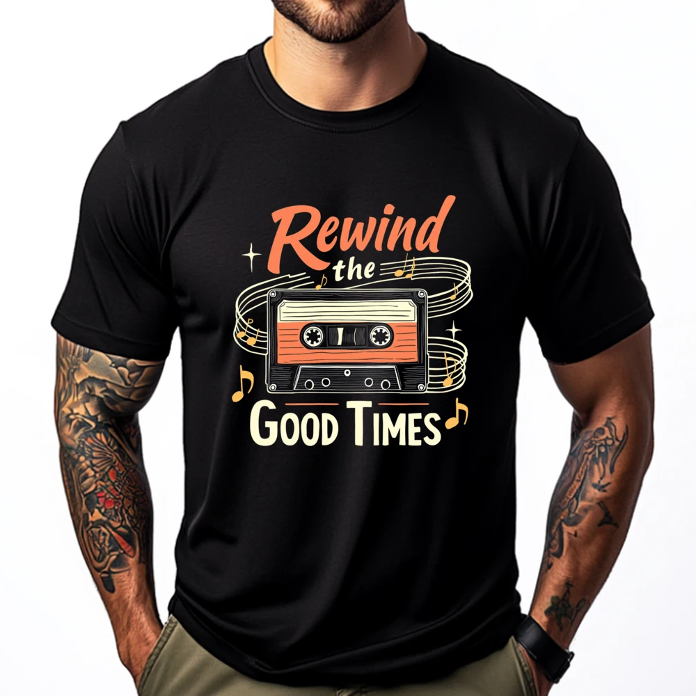 Rewind The Good Times Cassette Tape Black Shirt Graphic Tees Men's T-Shirts Character
Rewind The Good Times Cassette Tape Black Shirt Graphic Tees Men's T-Shirts Character