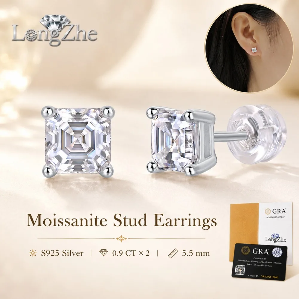 1CT Princess Cut Moissanite Stud Earrings 925 Sterling Silver 4 Prong Setting GRA Certified Fine Jewelry for Women
1CT Princess Cut Moissanite Stud Earrings 925 Sterling Silver 4 Prong Setting GRA Certified Fine Jewelry for Women