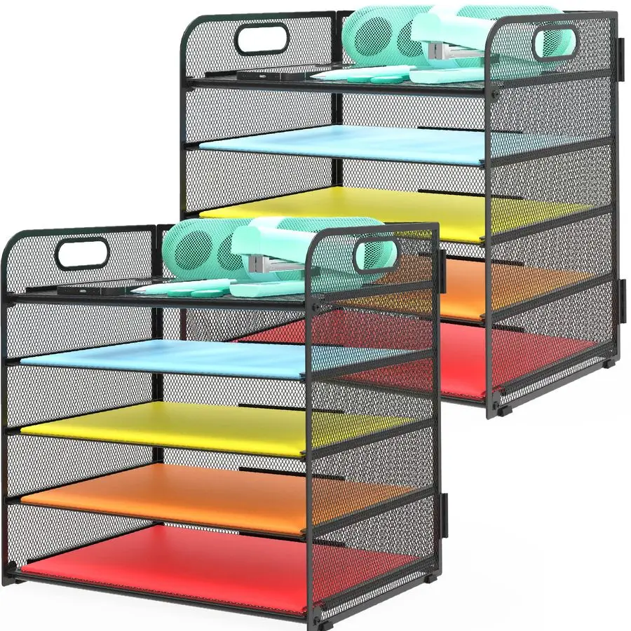 Pack Letter Tray 5Tier Desk Organizer File Paper Holder with Handle, Metal Desktop Document Shelf Tray Office Classroom Organiza
Pack Letter Tray 5Tier Desk Organizer File Paper Holder with Handle, Metal Desktop Document Shelf Tray Office Classroom Organiza