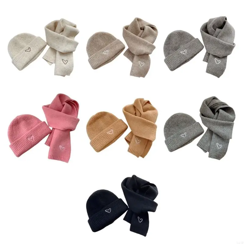 Kids Knitted Bonnet and Scarf Set with Heart Embroidery for 3 to 8 Year Boys Girls Solid Color Warm Hat & Long Muffler
Kids Knitted Bonnet and Scarf Set with Heart Embroidery for 3 to 8 Year Boys Girls Solid Color Warm Hat & Long Muffler