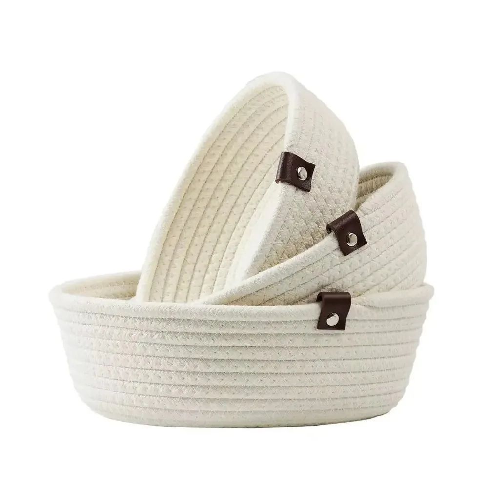 3PCS Storage Basket Set Natural Cotton Woven Rope Baskets for Storage Baskets for Gifts Empty Small Storage Bins with Handle
3PCS Storage Basket Set Natural Cotton Woven Rope Baskets for Storage Baskets for Gifts Empty Small Storage Bins with Handle