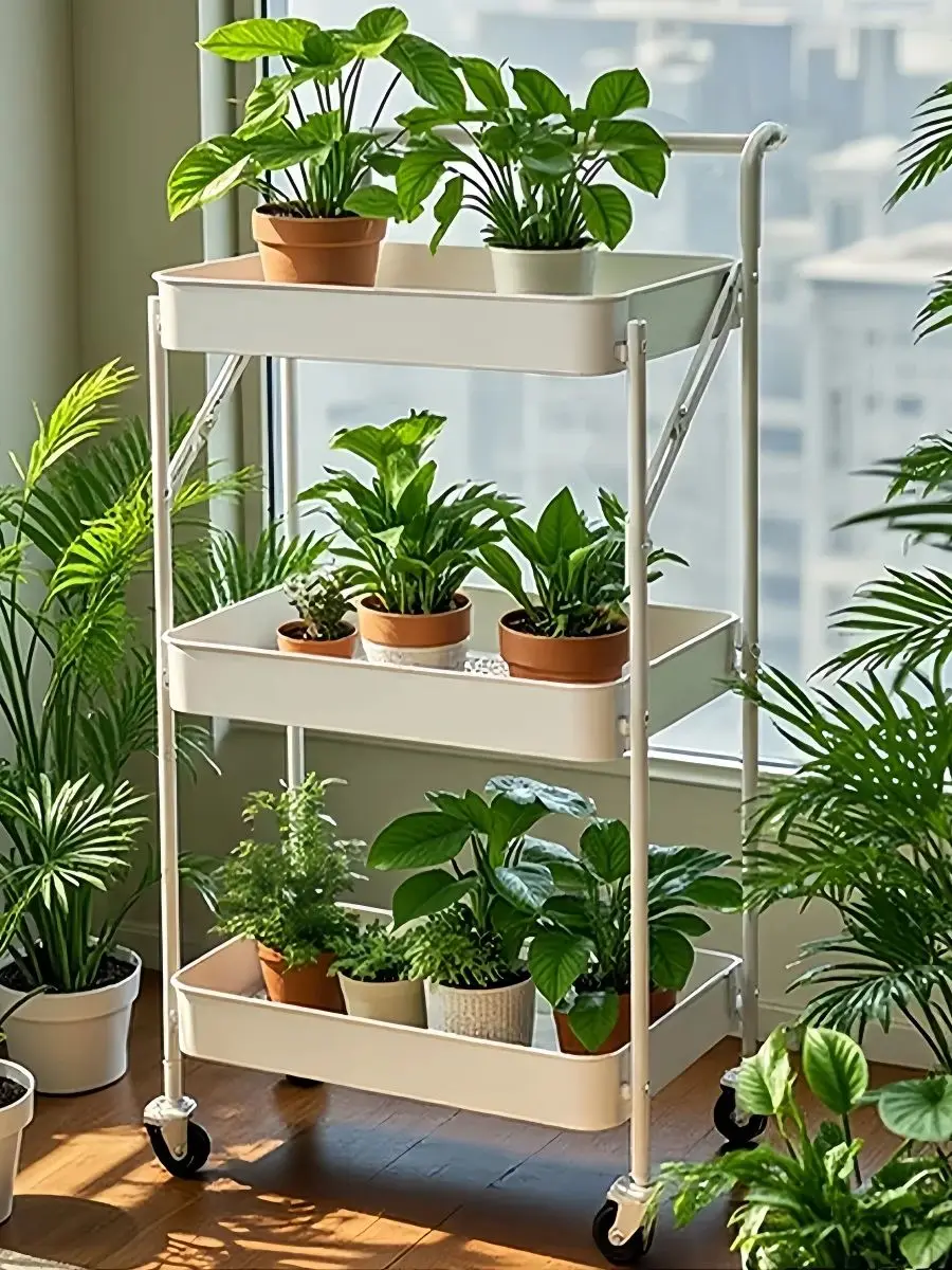 3-Tier Multi-Purpose Rolling Cart, Foldable Mobile Utility Cart with Wheels, White Storage Organizer for Plants,Flowers
3-Tier Multi-Purpose Rolling Cart, Foldable Mobile Utility Cart with Wheels, White Storage Organizer for Plants,Flowers