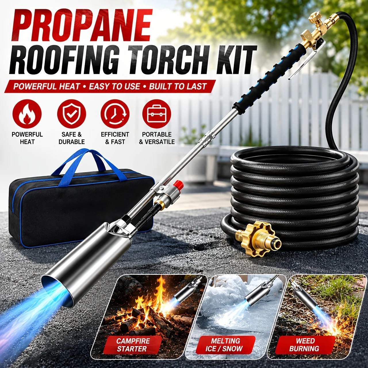 10ft Propane Torch Weed Burner Kit, High-Output Flamethrower for Weed, Roofing, Road Marking, Charcoal, Heavy Duty Blow Torch with Self Igniter And Turbo Trigger, Perfect Father's Day Gift(Tank Not Included)
10ft Propane Torch Weed Burner Kit, High-Output Flamethrower for Weed, Roofing, Road Marking, Charcoal, Heavy Duty Blow Torch with Self Igniter And Turbo Trigger, Perfect Father's Day Gift(Tank Not Included)