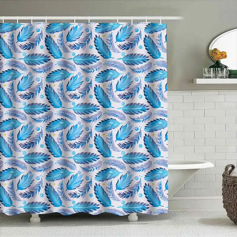 Blue Feather Pattern Shower Curtain Waterproof Fabric Decorative Bathroom Accessories Blue/White
Blue Feather Pattern Shower Curtain Waterproof Fabric Decorative Bathroom Accessories Blue/White
