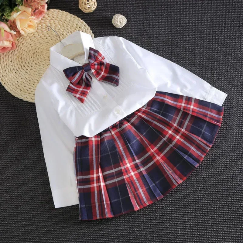 2025 Spring Summer Girl Suit Casual Clothing Autumn British Style Pure White Shirt + Plaid Skirt + Bow Children'S School Uniform
2025 Spring Summer Girl Suit Casual Clothing Autumn British Style Pure White Shirt + Plaid Skirt + Bow Children'S School Uniform