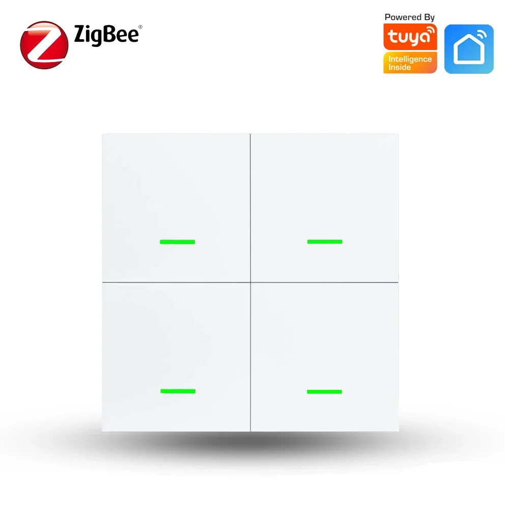 Беспроводная кнопка включения смарт-сцены Tuya Zigbee, 4-бандовый домашний автоматический контроллер выключателя света для сценариев, работает со шлюзом ZigBee
Беспроводная кнопка включения смарт-сцены Tuya Zigbee, 4-бандовый домашний автоматический контроллер выключателя света для сценариев, работает со шлюзом ZigBee