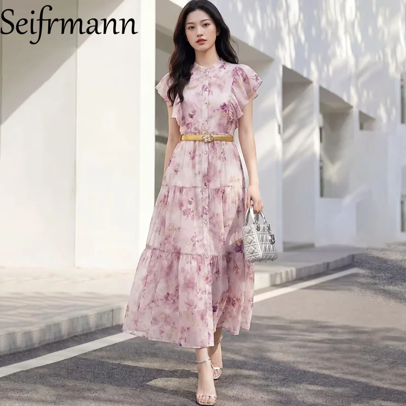 Seifrmann 2026 Spring Women's New Fashionable Round Neck Short Sleeve Jacquard Hot Stamped Belt Waist cinching Dress
Seifrmann 2026 Spring Women's New Fashionable Round Neck Short Sleeve Jacquard Hot Stamped Belt Waist cinching Dress