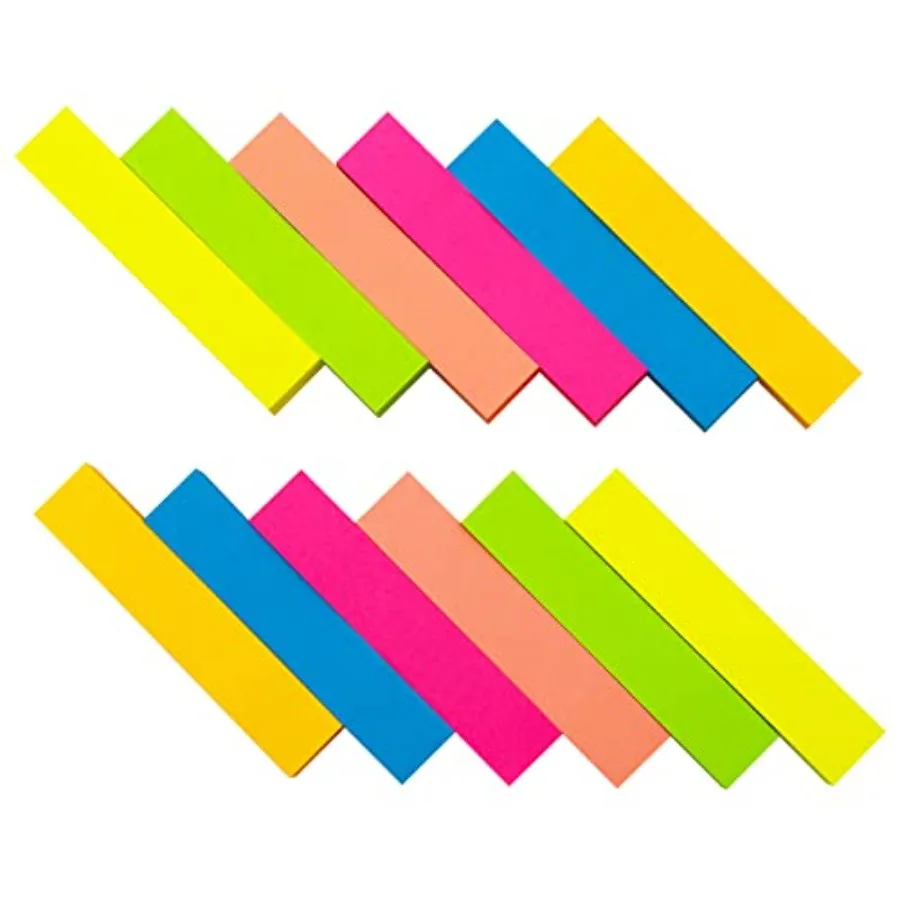 Sticky Notes, 0.6x3 Inch, 1200 Sheets Self-Stick Notes, Easy to Post for School, Office, Notebook, Bright Colors Assorted, 100
Sticky Notes, 0.6x3 Inch, 1200 Sheets Self-Stick Notes, Easy to Post for School, Office, Notebook, Bright Colors Assorted, 100