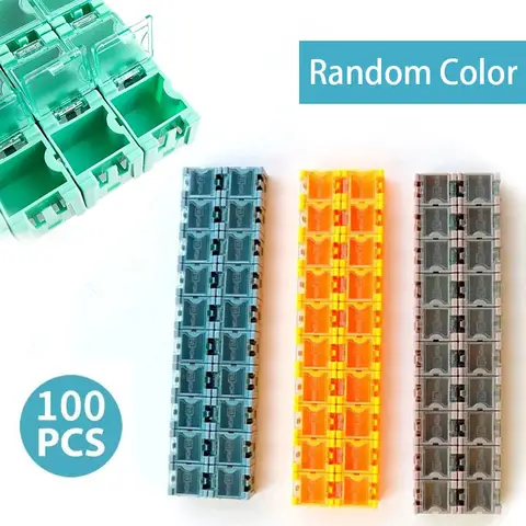 Auto Pop-up Patchbox 100Pcs/Set SMD SMT Electronic Component Container Mini Storage Boxes Kit Desk Organizer (Random Color)