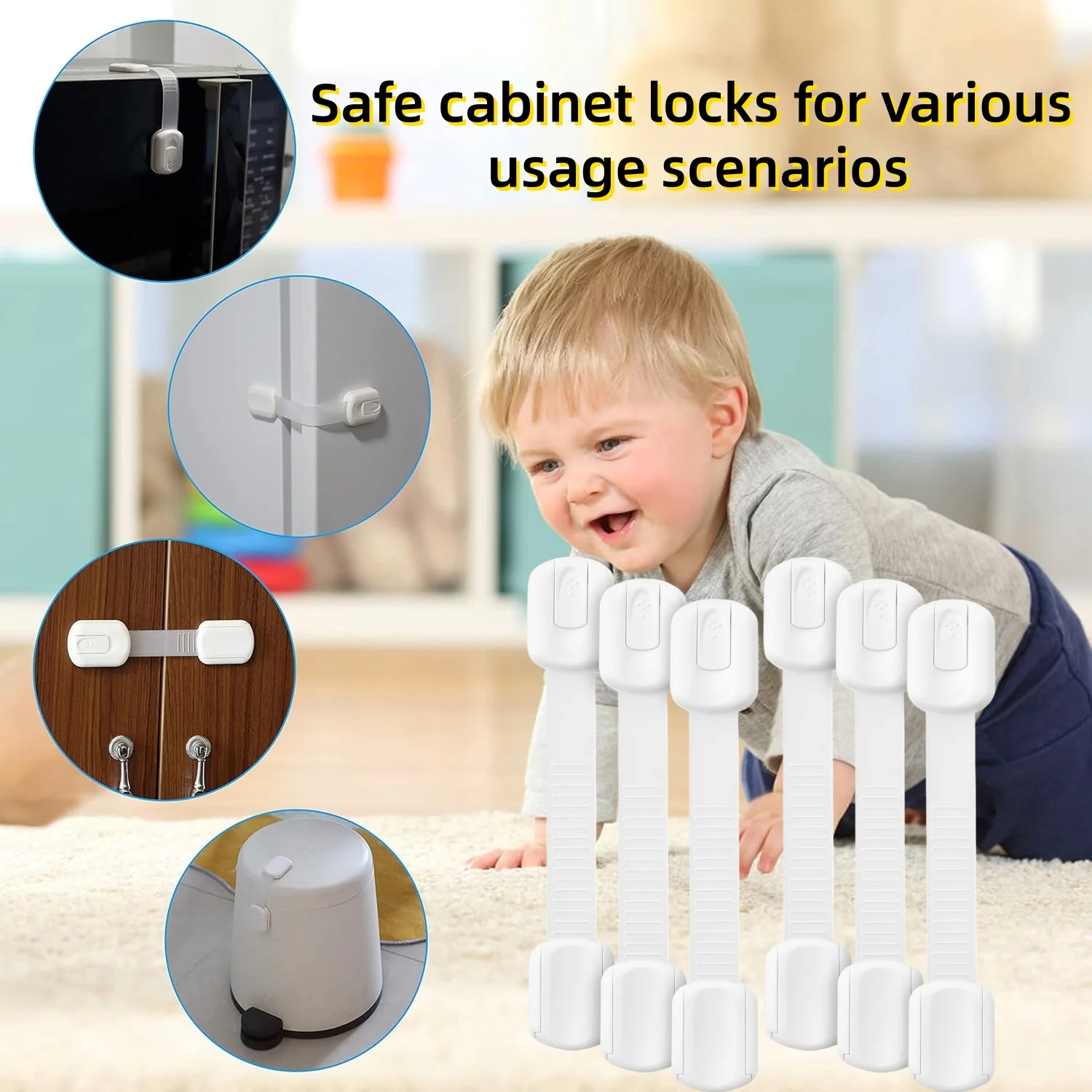 Baby Safety Cabinet Lock - Drawer, Cabinet, and Refrigerator Child Safety Cabinet Lock - Diamond free 3M Pet Adhesive Lock
Baby Safety Cabinet Lock - Drawer, Cabinet, and Refrigerator Child Safety Cabinet Lock - Diamond free 3M Pet Adhesive Lock