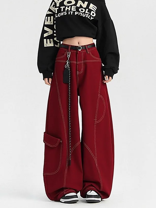 Красные широкие джинсы с высокой талией, женские свободные брюки в пол, весенняя новинка, стильные китайские джинсовые брюки, повседневный стиль
Красные широкие джинсы с высокой талией, женские свободные брюки в пол, весенняя новинка, стильные китайские джинсовые брюки, повседневный стиль