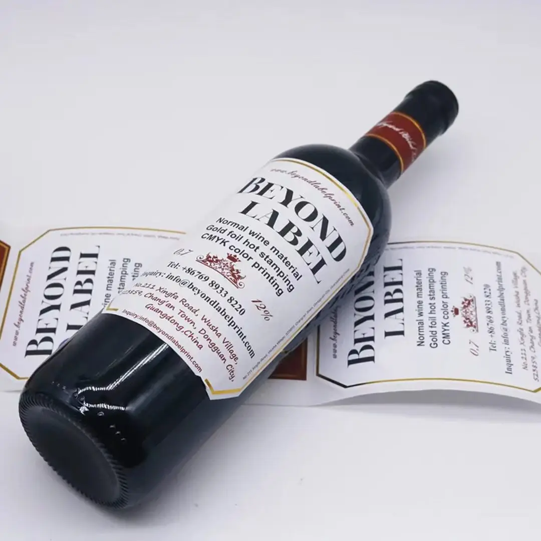 Custom Gold Foil Embossed Red Wine Bottle Label Luxury Texture Self-Adhesive PET Oil-Resistant Waterproof Durable for Brand Logo
Custom Gold Foil Embossed Red Wine Bottle Label Luxury Texture Self-Adhesive PET Oil-Resistant Waterproof Durable for Brand Logo