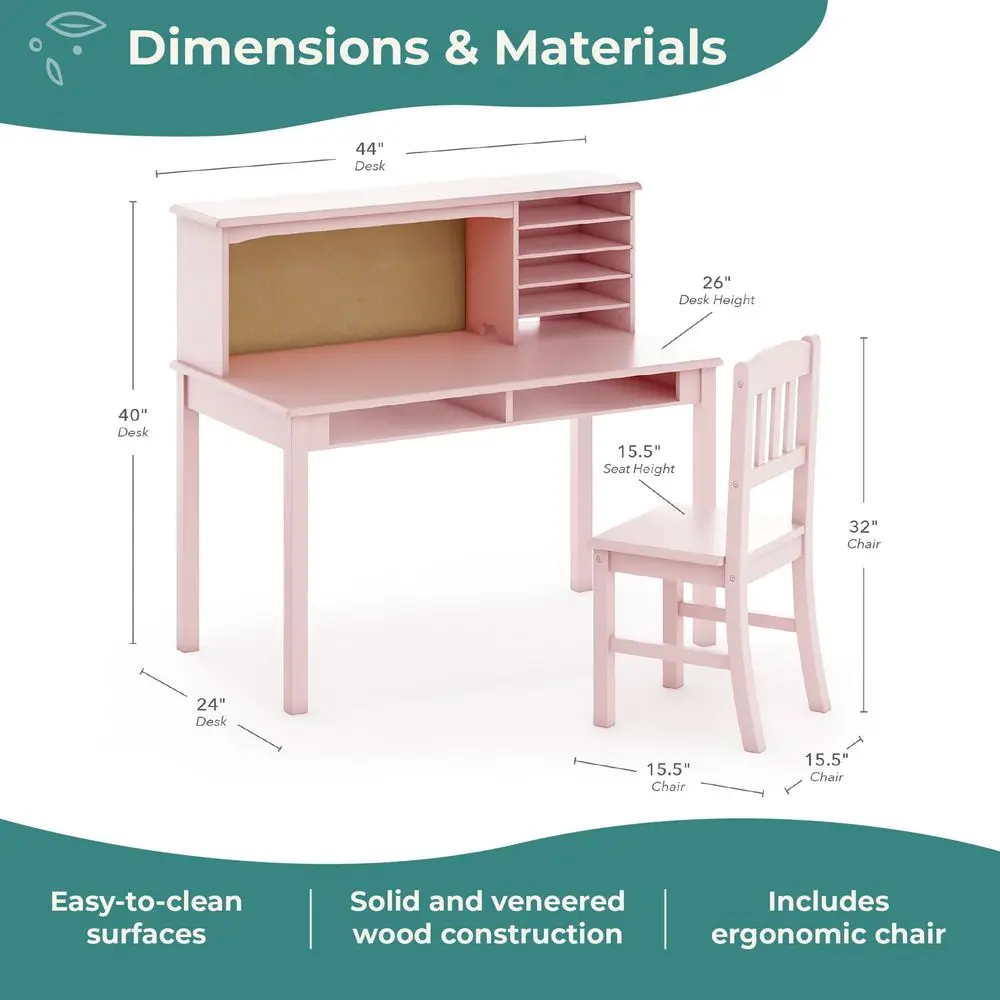 Childrens Media Desk and Chair Set Pink Students Study Computer Workstation with Hutch and Shelves, Wooden Kids Bedroom Furnitu
Childrens Media Desk and Chair Set Pink Students Study Computer Workstation with Hutch and Shelves, Wooden Kids Bedroom Furnitu