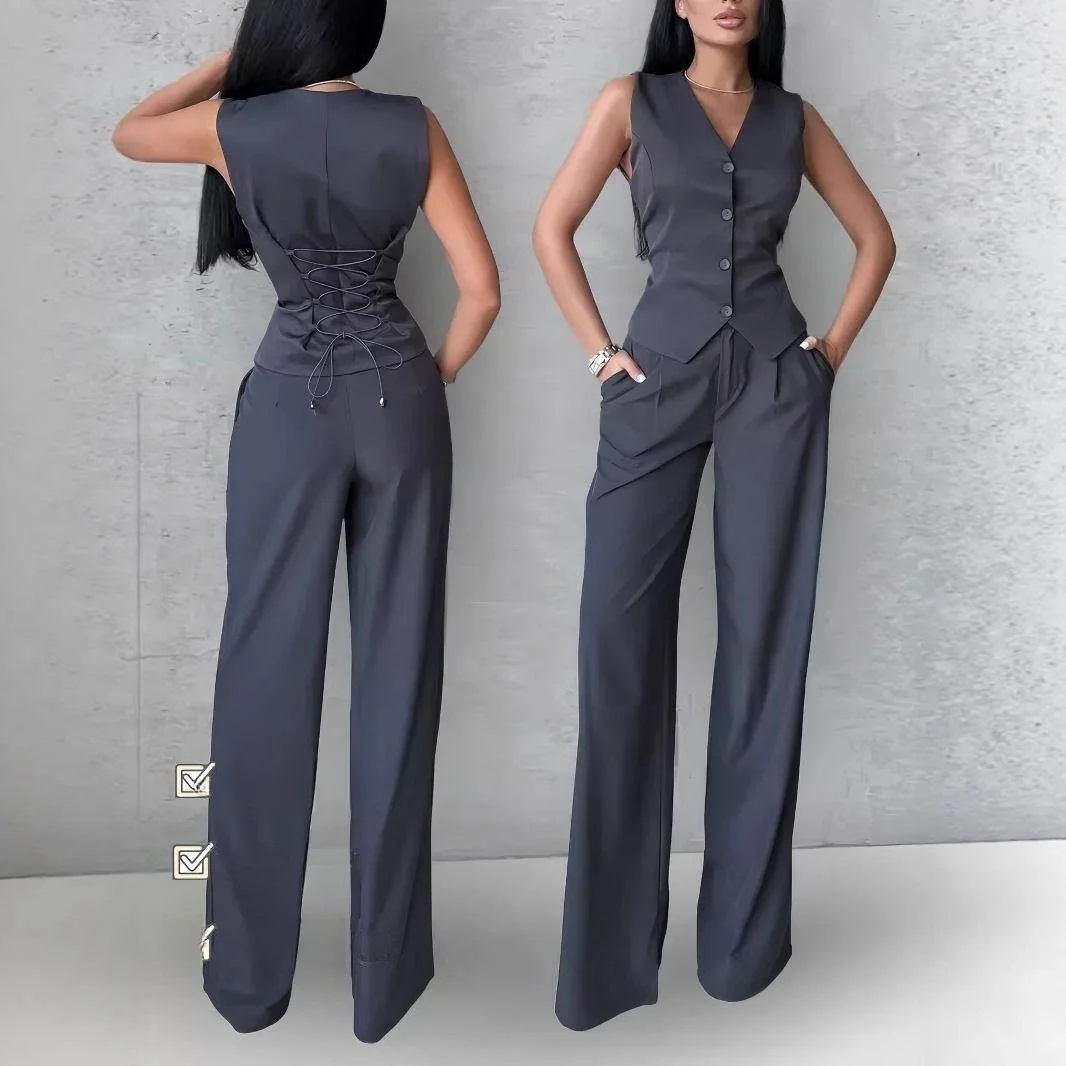 Faionable Casual Suit Vest Women's Outerwear Spring Summer Two-Piece Set Long Pants Mid-Low Waist Pure Color PVC Material
Faionable Casual Suit Vest Women's Outerwear Spring Summer Two-Piece Set Long Pants Mid-Low Waist Pure Color PVC Material
