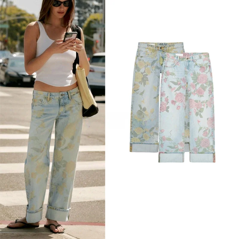 Low Waist Straight Leg Printed Jeans Women's Summer New Arrival Loose Fit Polyester Fiber Zipper Closure Casual Ladies Jeans
Low Waist Straight Leg Printed Jeans Women's Summer New Arrival Loose Fit Polyester Fiber Zipper Closure Casual Ladies Jeans