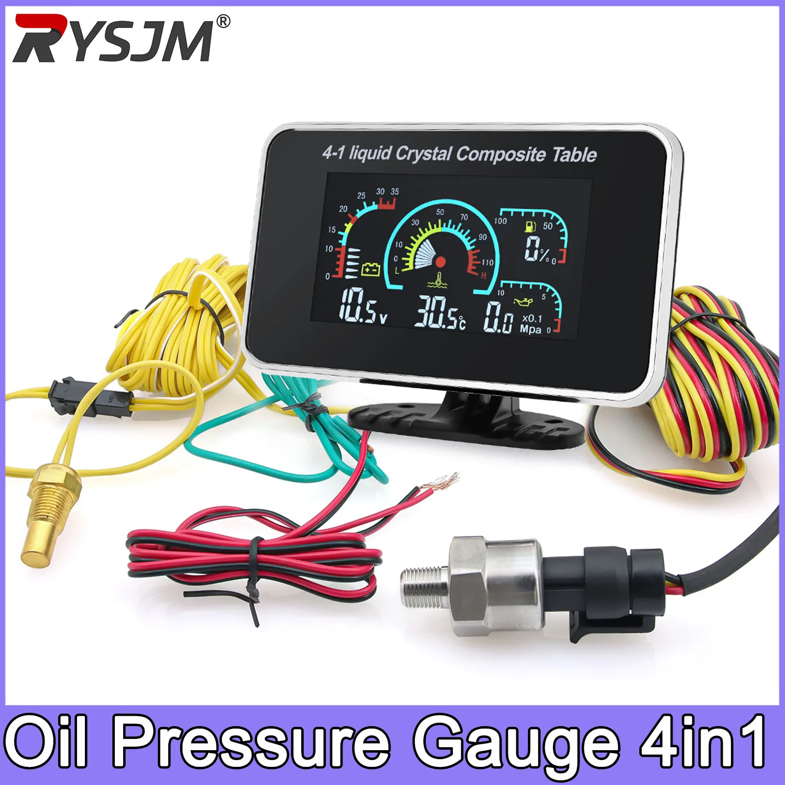 4in1 LCD Car Digital Alarm Oil Pressure Gauge Pressure Voltmeter Volt Water Temperature Fuel Gauge Temperature Sensor 12V 24V
4in1 LCD Car Digital Alarm Oil Pressure Gauge Pressure Voltmeter Volt Water Temperature Fuel Gauge Temperature Sensor 12V 24V 