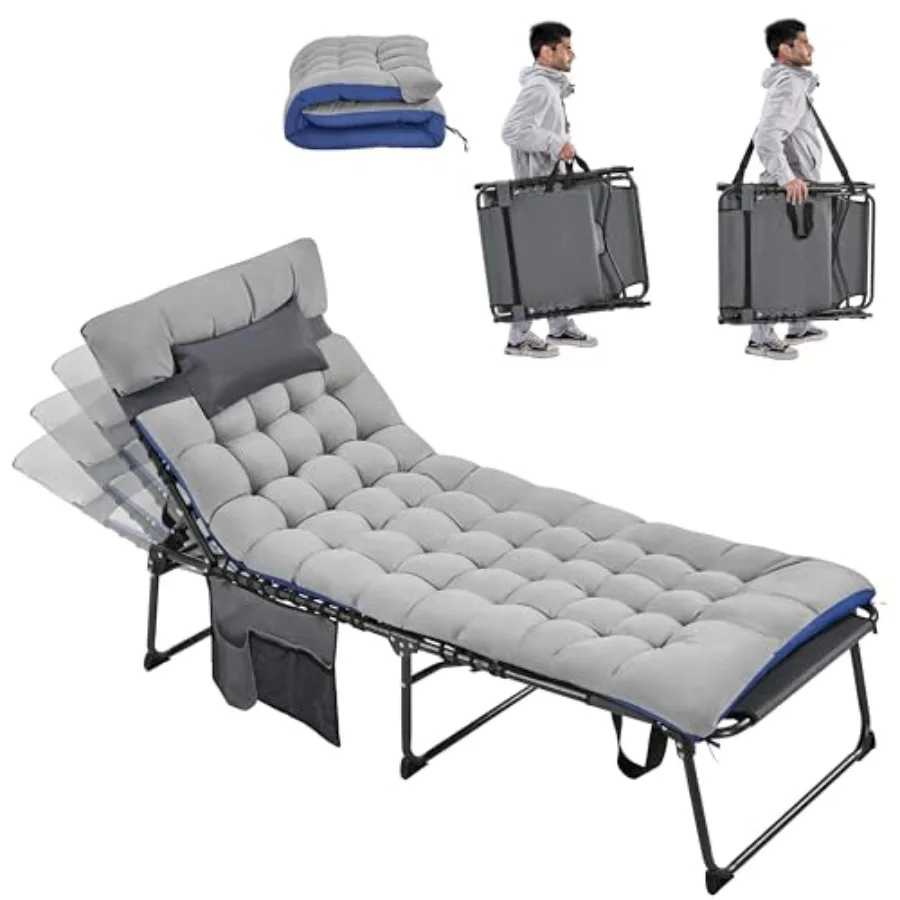 5 Position Folding Tanning Chair Outdoor Chaise Lounge Chair with Pad for Beach Patio Poolside Lawn Gray Durable Aluminum Frame
5 Position Folding Tanning Chair Outdoor Chaise Lounge Chair with Pad for Beach Patio Poolside Lawn Gray Durable Aluminum Frame