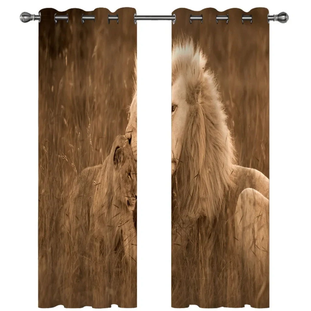 HUANZHUANG Curtains Long 2 Panels Steppe Animal Lion Room Darkening Grommet Curtain For Living Room Thermal Insulated Window
HUANZHUANG Curtains Long 2 Panels Steppe Animal Lion Room Darkening Grommet Curtain For Living Room Thermal Insulated Window