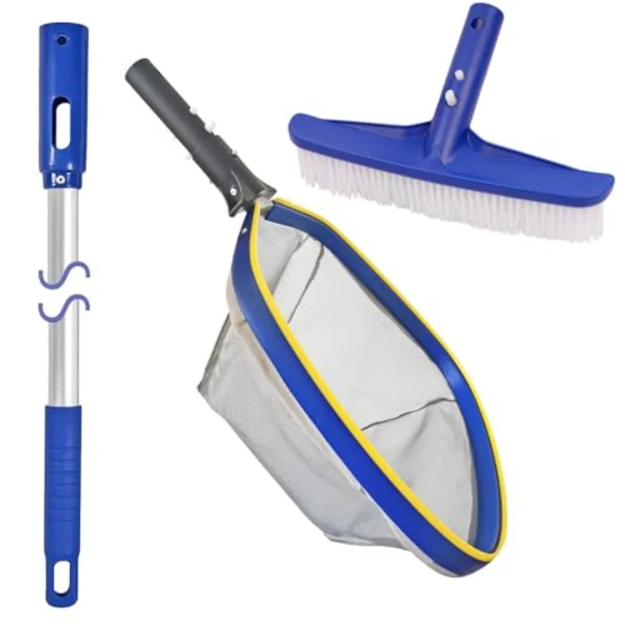 Swimming Pool Cleaning Kit, 14'' Brush Head and 50'' Telescopic Aluminum Pole with Fine Mesh Skimmer Net - Perfect for Above Gr
Swimming Pool Cleaning Kit, 14'' Brush Head and 50'' Telescopic Aluminum Pole with Fine Mesh Skimmer Net - Perfect for Above Gr